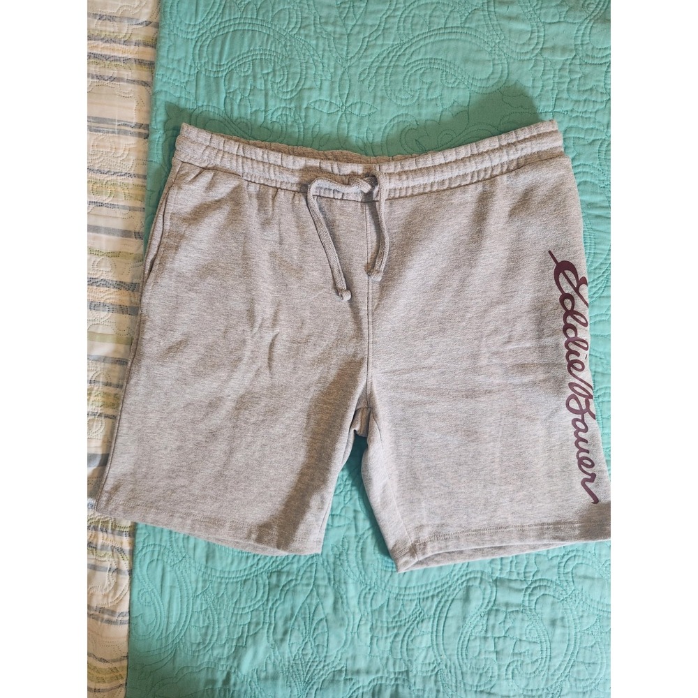 Eddie Bauer Men's Large Gray Lounge Sweat Shorts‎ W/Drawstring Waist Pockets